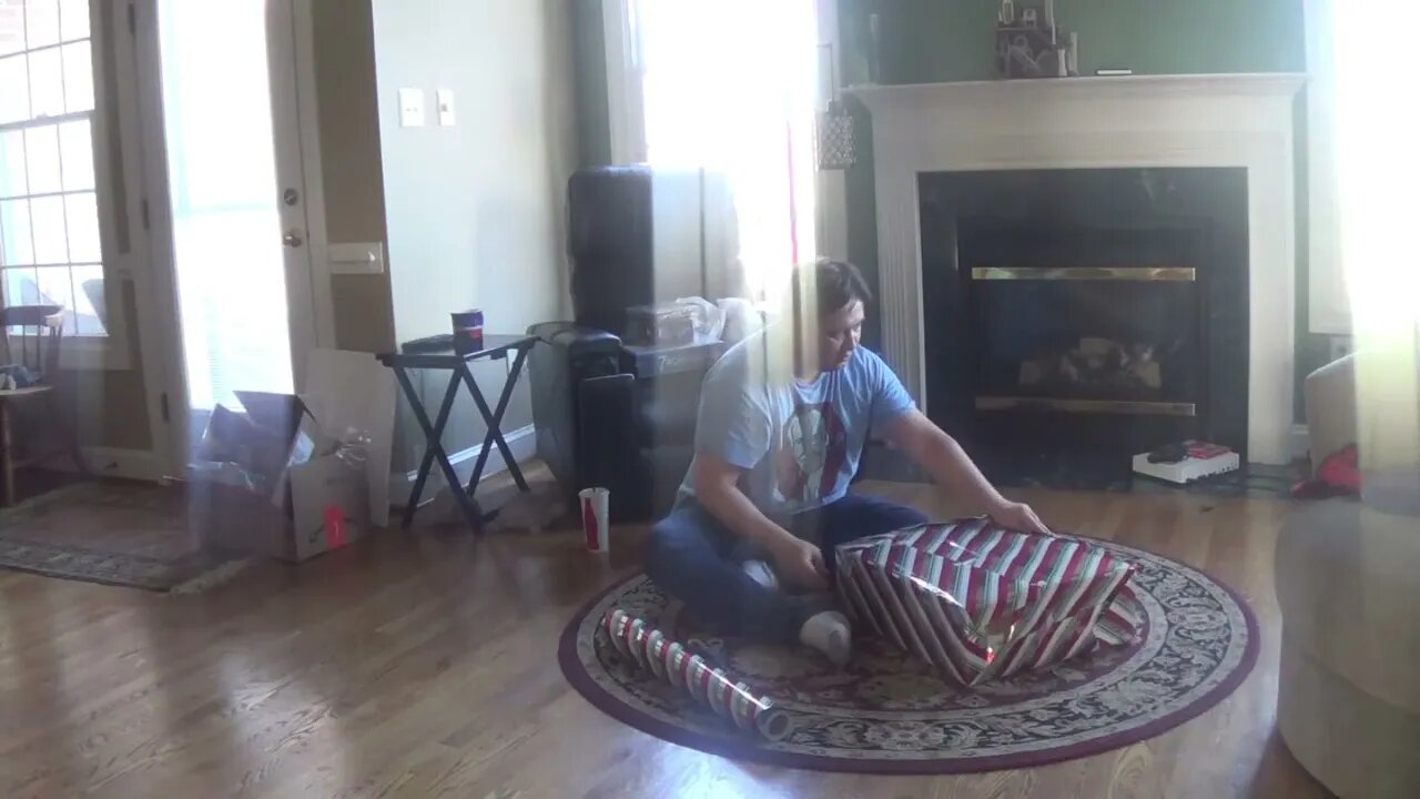 wrapping christmas gifts atmospherically