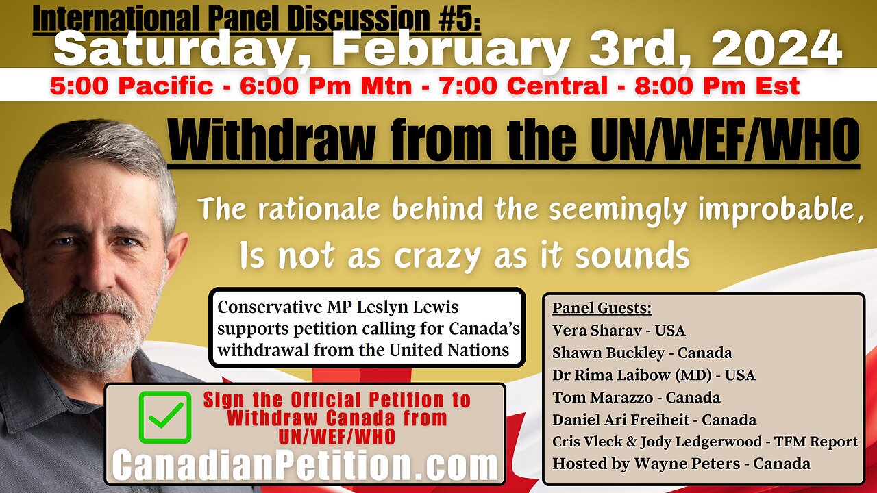 International Panel Discussion: #5: Withdrawing our Nations from UN/WEF/WHO