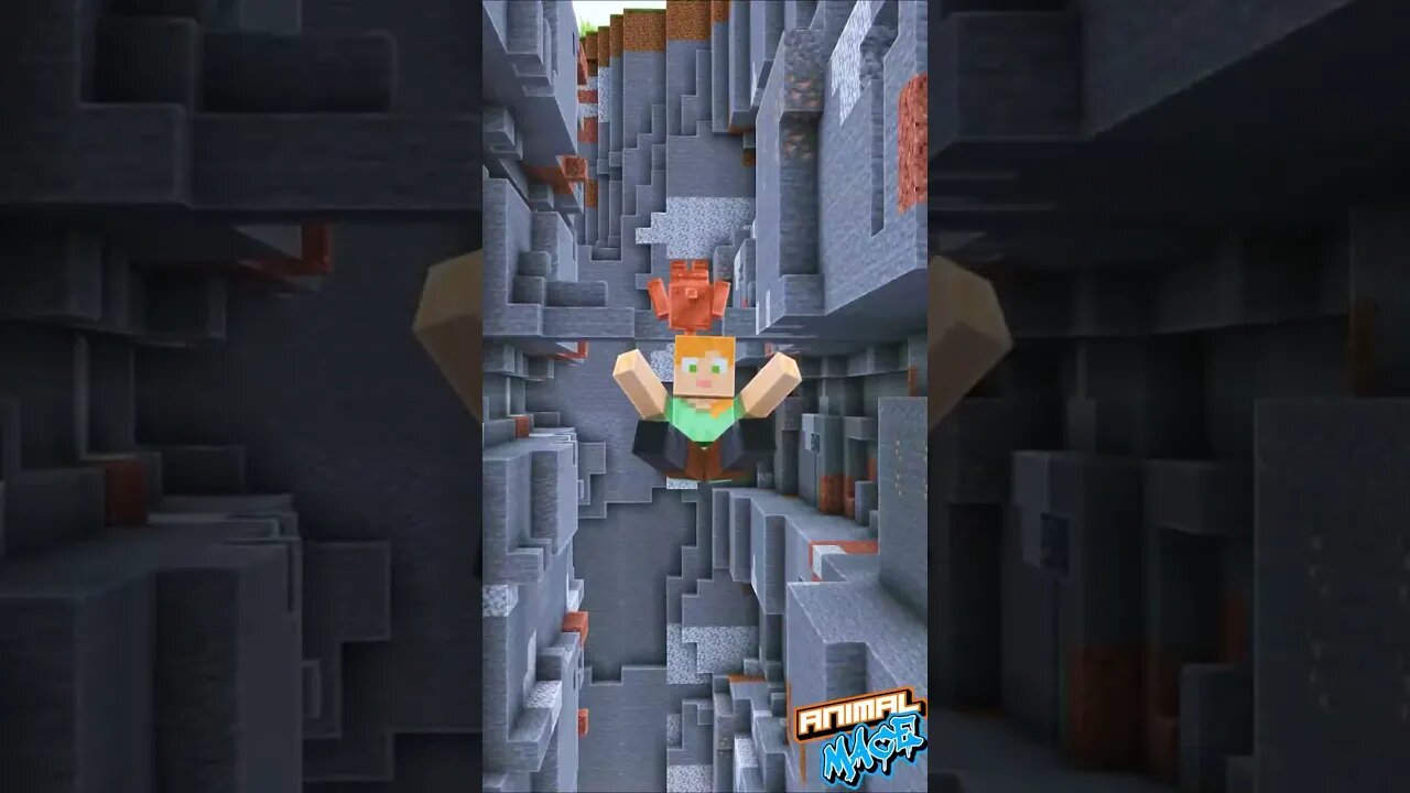 Minecraft Kratos Cliff Jump, Golem Saves Alex #Minecraft #Shorts