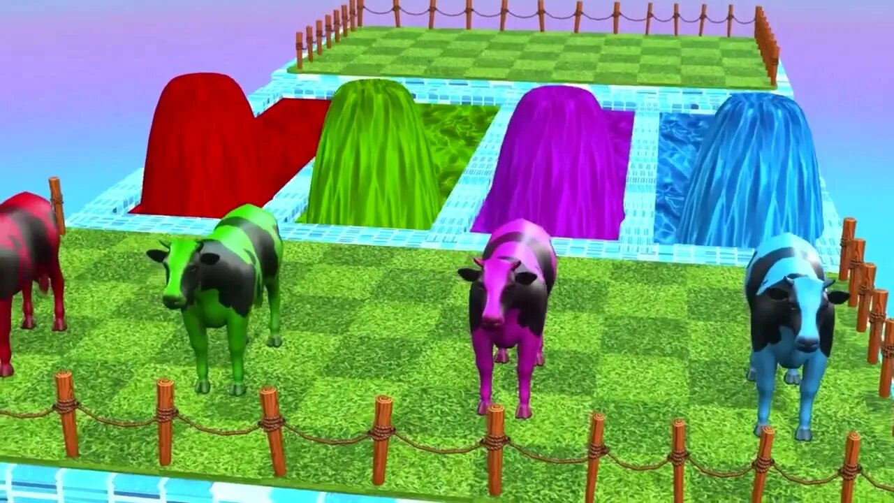 Fountain Crossing /Cow Videos Animal / Choose Correct Fountain / Cartoon Game