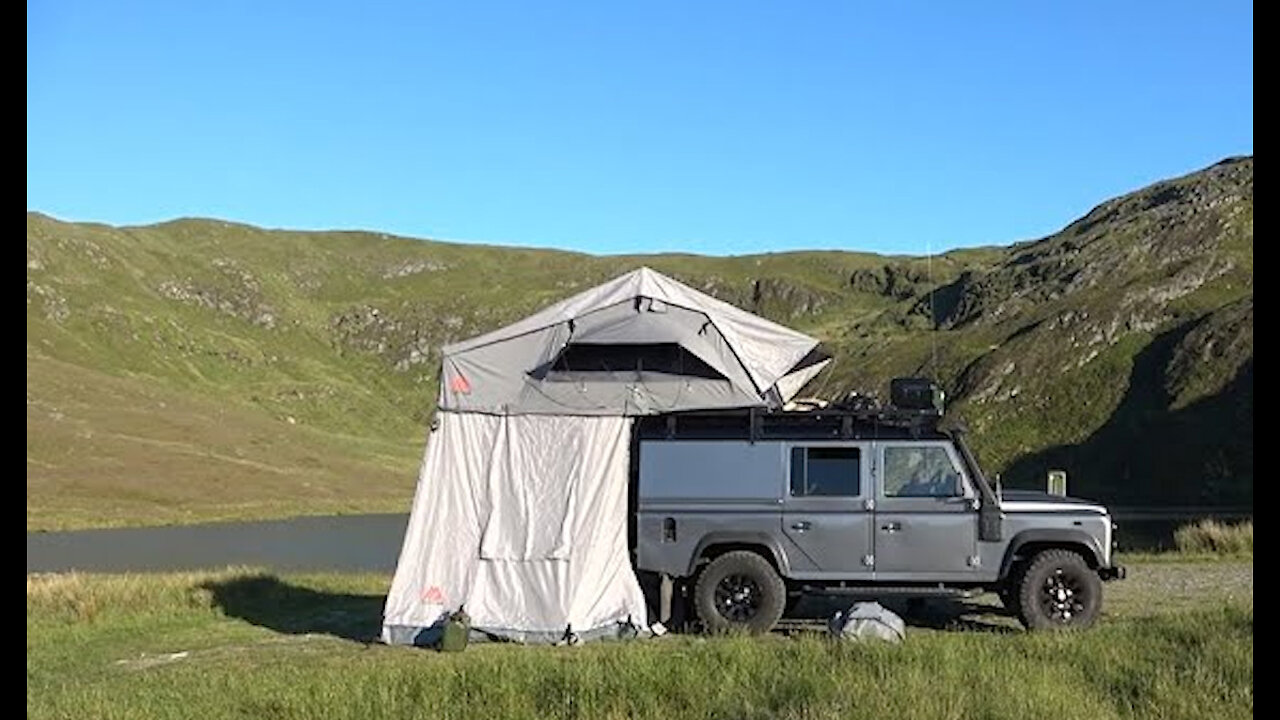 Land Rover Defender Remote Mountains Roof Tent Camping