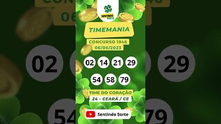 🍀 Resultado TIMEMANIA 1946 | 06/06/23 | Sentindo Sorte #shorts