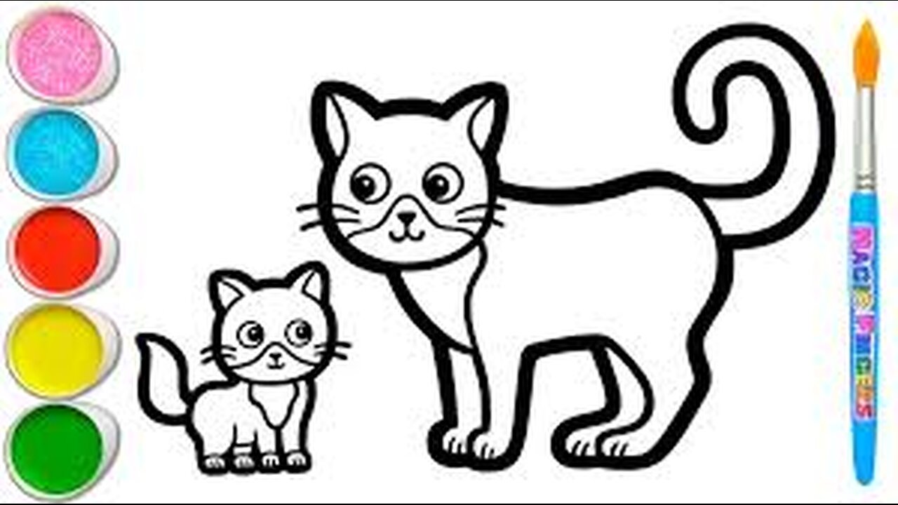 Cat and Kitten Drawing, Painting, Coloring for Kids and Toddlers | Learn Animals