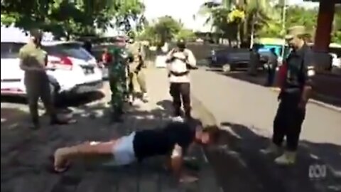 Bali Police Make Maskless Foreigners Do 25 Pushups As Punishment