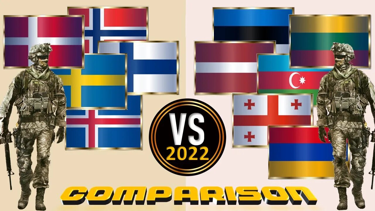 Denmark Norway Sweden Finland Iceland VS Lithuania Estonia Latvia Azerbaijan Georgia Armenia army