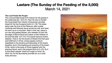 Laetare (The Sunday of the Feeding of the 5,000) March 14, 2021