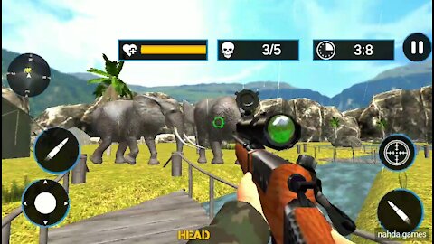 Animal hunter Dinosaur game - hunting Elefhant and Hippopotamus gameplay