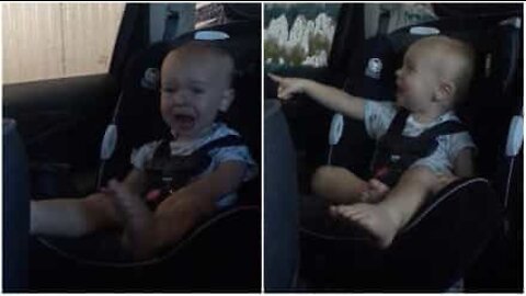 Baby has a hilarious reaction to a car wash!