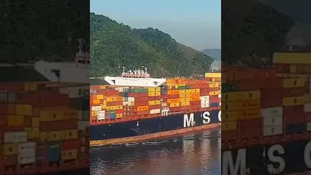 Container Ship Transits Through A Narrow Seaway. #trending #shorts #merchantnavy #lifeatsea #ship