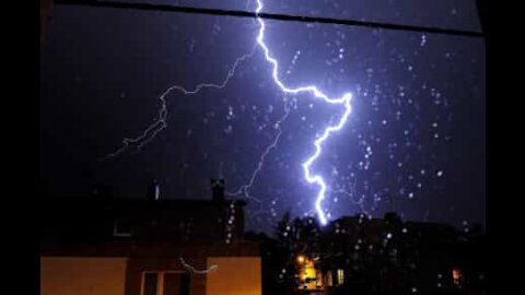 Violent lightning strike scares young women