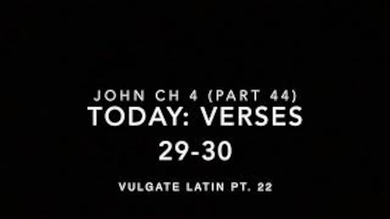 John Ch 4 Pt 44 Verses 29–30 (Vulgate 22)