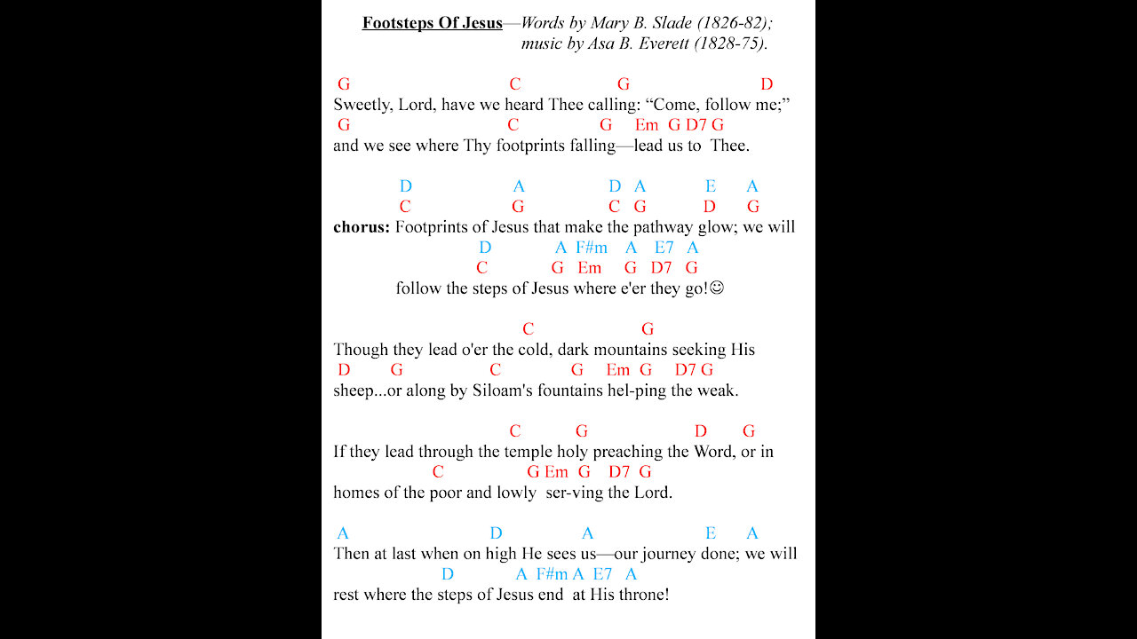 Footsteps Of Jesus - Key of G to A (last verse) - Walter Fisher