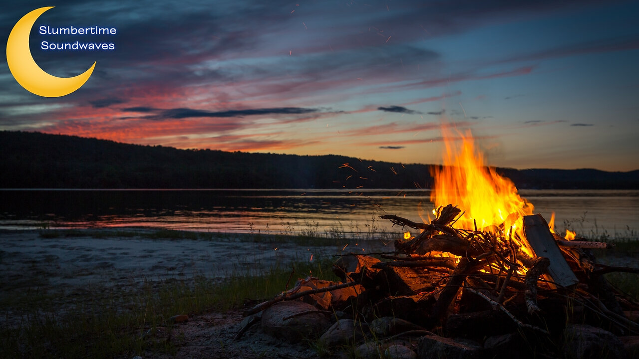 Camp Fire By The River - (Black Screen)