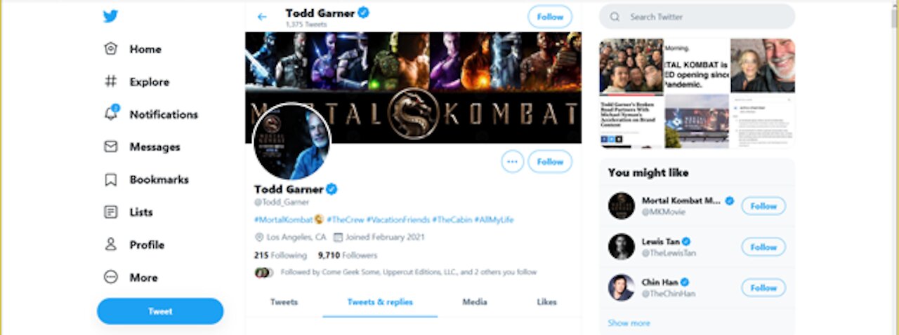 Has MK Movie producer Todd Garner locked himself in a Twitter Echo Khamber?