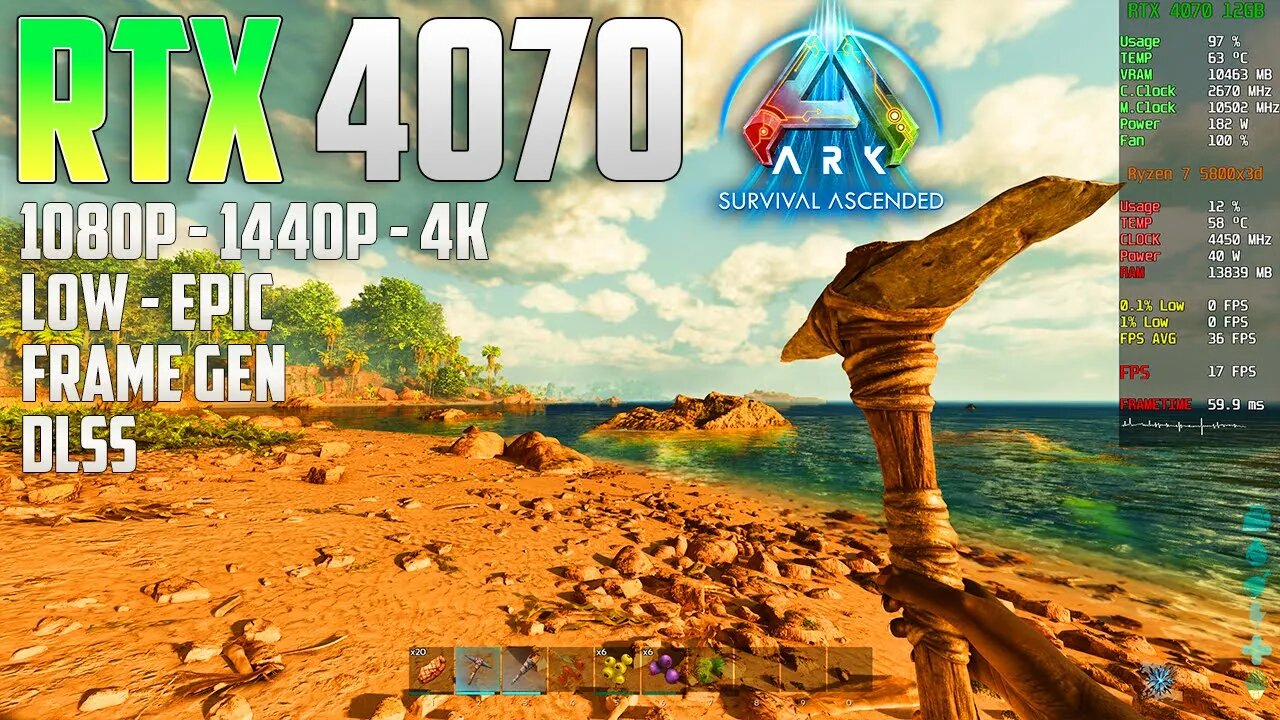 ARK Survival Ascended on the RTX 4070 | 4K - 1440p - 1080p | Epic & Low | DLSS & FG