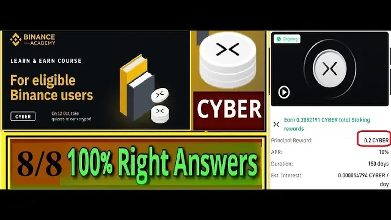 🔴Today Binance CYBER Learn and Earn Quiz Answers || Binance New CyberConnect Quiz 8/8 Right Answer