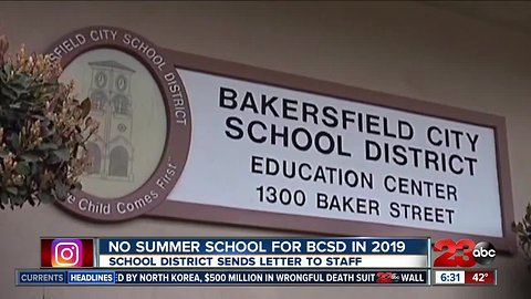 No summer school at BCSD in 2019