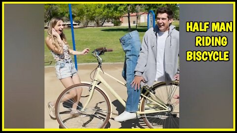 Half Man On Bicycle Prank.