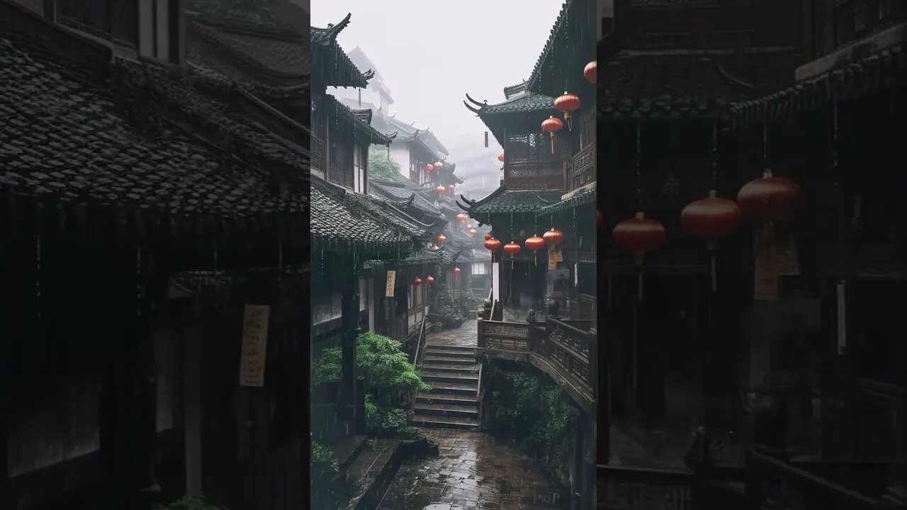 震撼·雨声助眠:古镇下雨声帮助你缓解压力,提高工作效率,深度冥想治愈失眠。听着雨声敲打着屋顶,快速放松,进入深度冥想状态BGM#shortsvideo #shorts