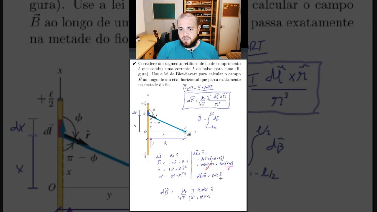 Campo magnético gerado por um segmento de fio [Problema em 1 min ou menos]