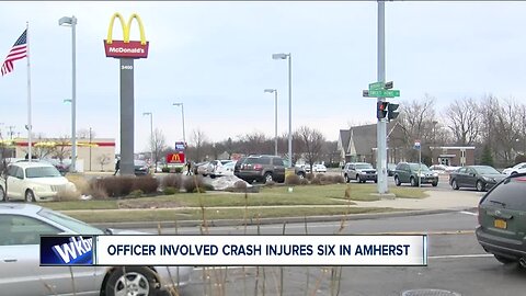 Six injured in officer-involved crash in Amherst Friday night