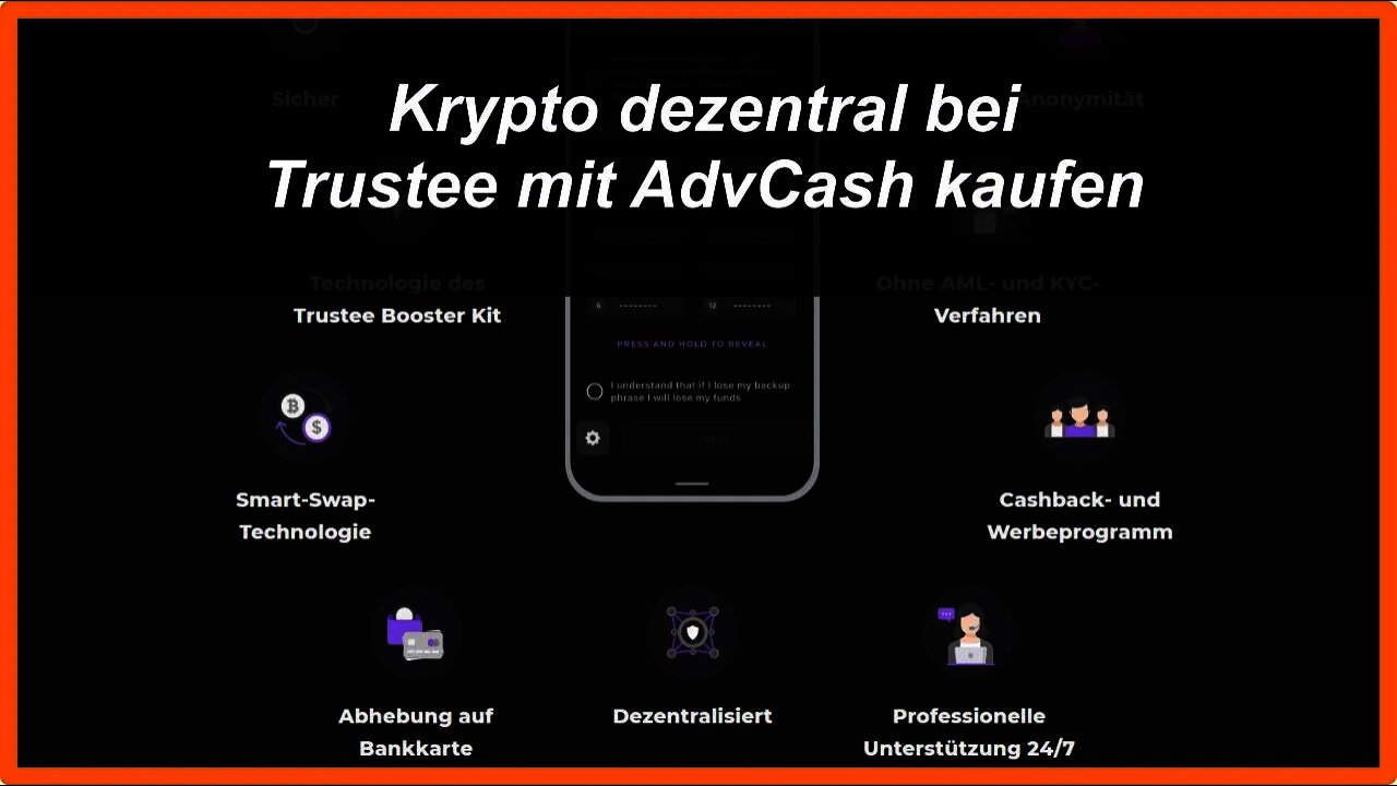 Kryptowährungen dezentral bei Trustee Wallet mit AdvCash kaufen