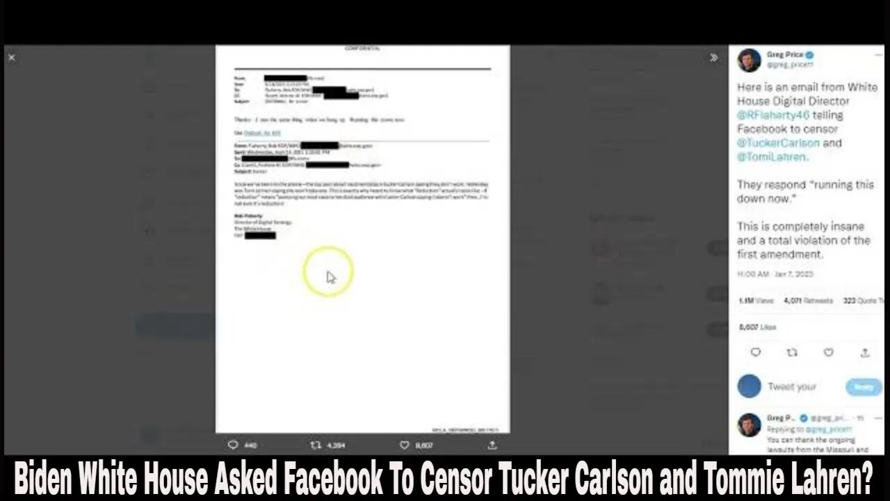 Biden White House Asked Facebook To Censor Tucker Carlson and Tommie Lahren?