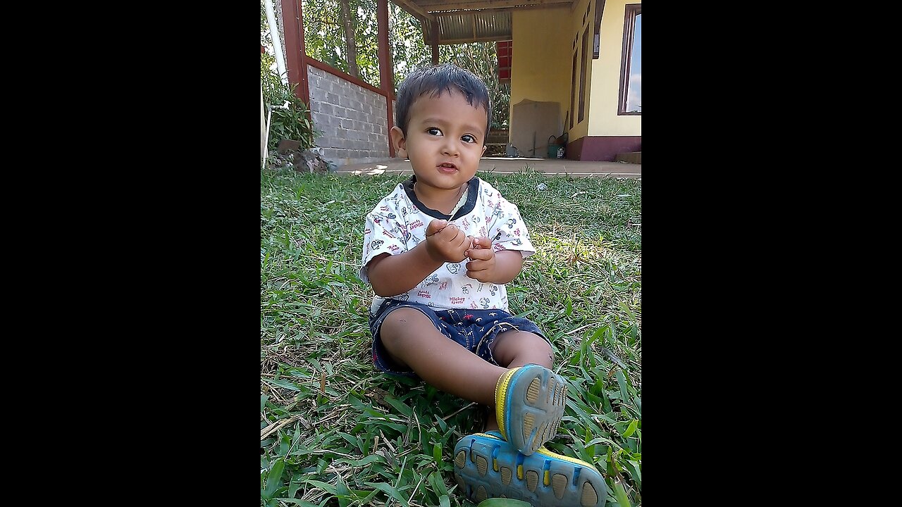 Kid playing in garden