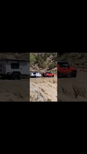 Off roading at Toquerville Falls 4/25/23 the water is flowing. FJ Cruiser and Hiker trailer