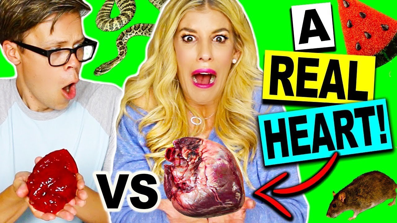 REAL FOOD VS GUMMY FOOD CHALLENGE! (*EATING A REAL HEART!*)