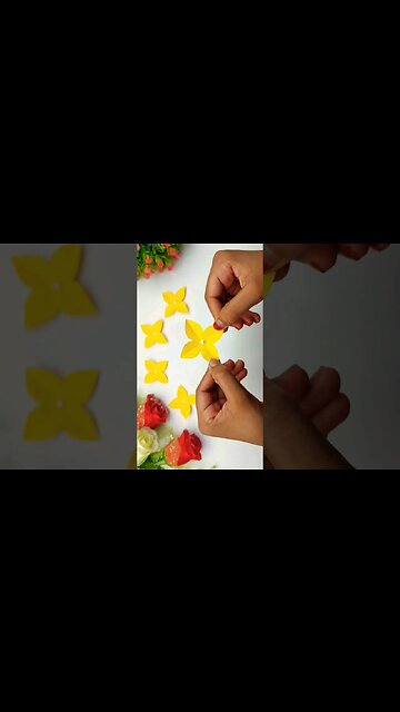 4 Leaf Patel Paper Flowers Making Easy #shorts #crafts
