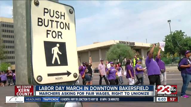 Dozens hit the streets of Bakersfield for Labor Day March