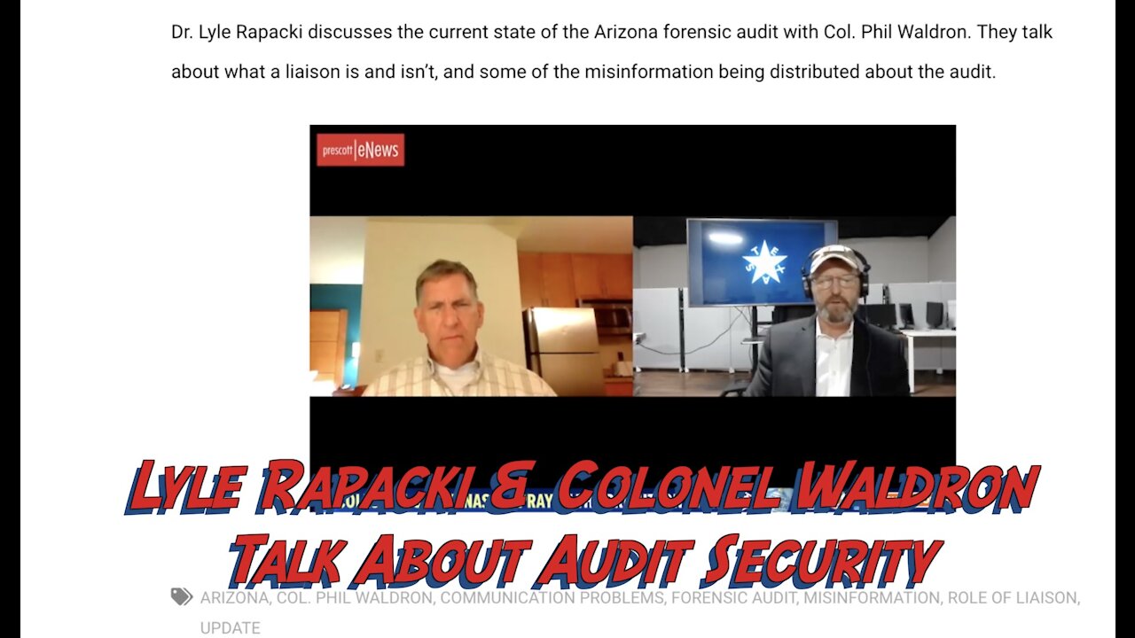 AZ. Audit Security discussion with Lyle Rapacki and Col Waldron