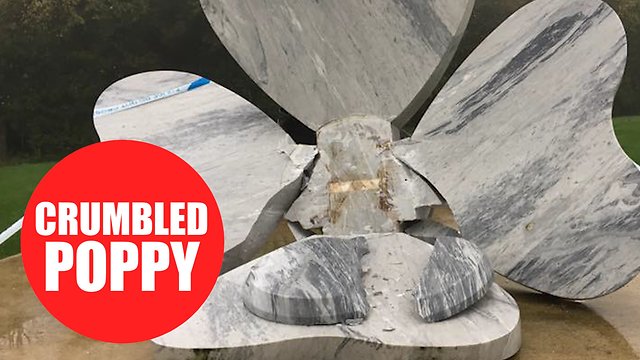 Large marble poppy memorial for fallen soldiers collapses overnight