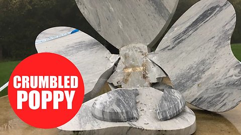 Large marble poppy memorial for fallen soldiers collapses overnight