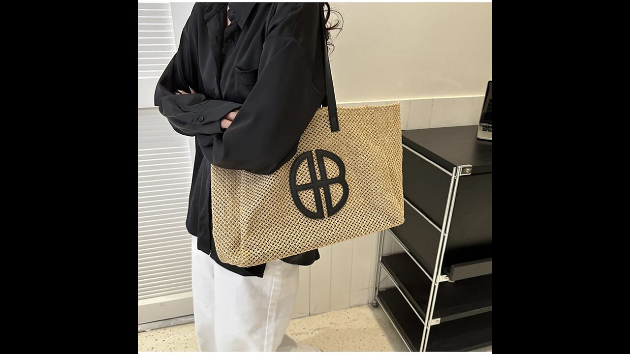 Handmade Designer Straw Hollow Out Knitting Tote Large Capacity Ethnic Style Bag