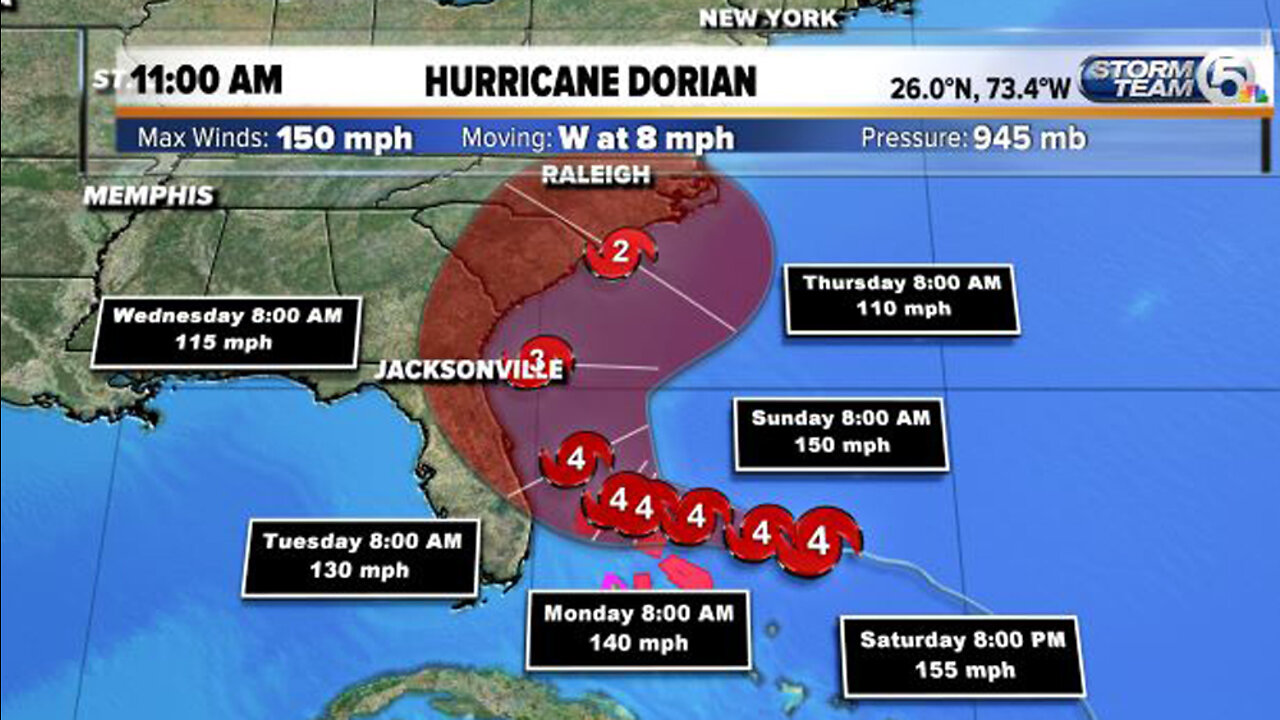 11 a.m. Dorian update: Much of Palm Beach County has been removed from the cone