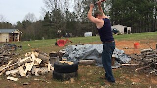 Wood splitting trick