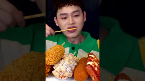Cheese Tteokbokki with Crispy Corn Dog🧀#bonggil_asmr #asmr #asmrfood #delicious #food #fyp