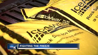 Customers stock up on road salt at area stores before flash freeze