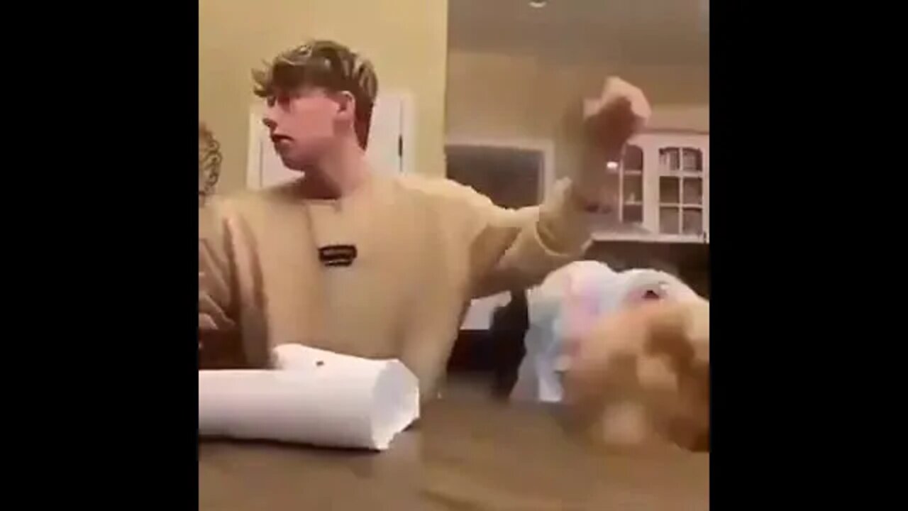 Kid faints after being stabbed prank