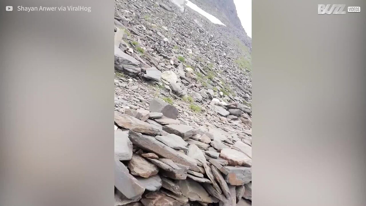 Ces alpinistes manquent d'être écrasés par un rocher