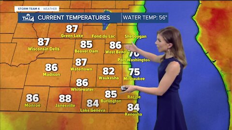 Cooler towards the lake, but still toasty inland