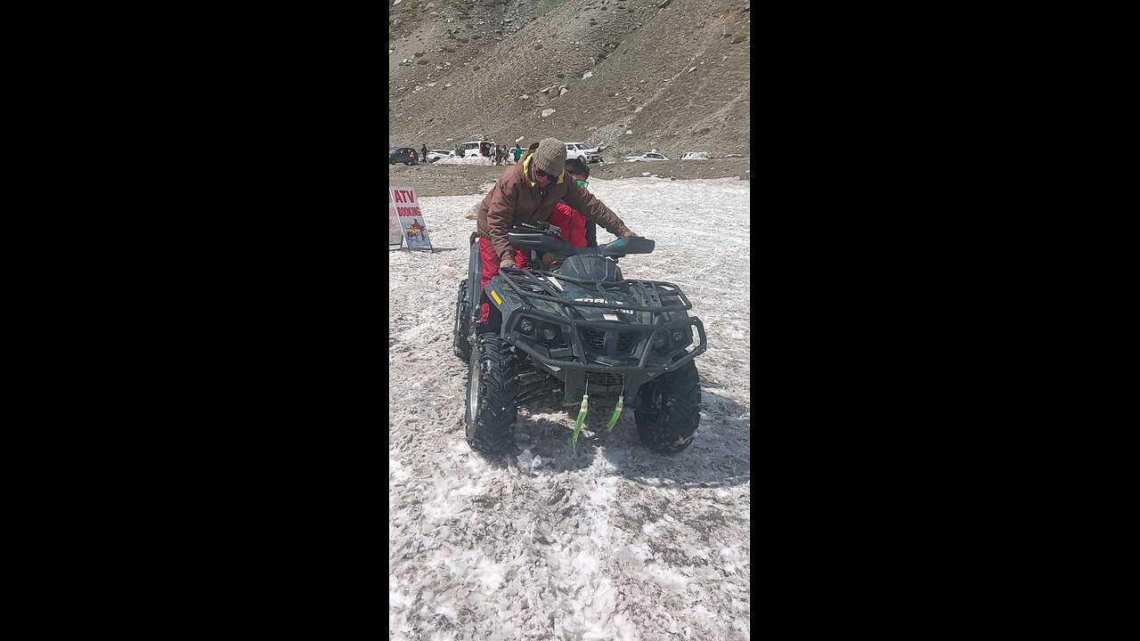 ATV bike riding at snow