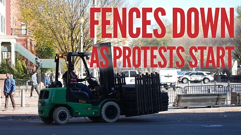 Fences come down in DC but the first protests start.