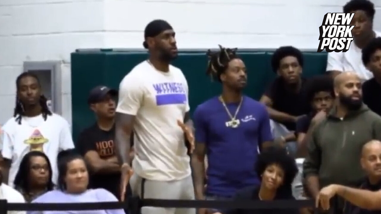 LeBron James makes a scene at son Bronny's basketball game