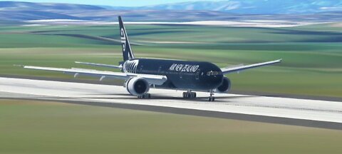 Air New Zealand (All Black Livery) landing at Auckland