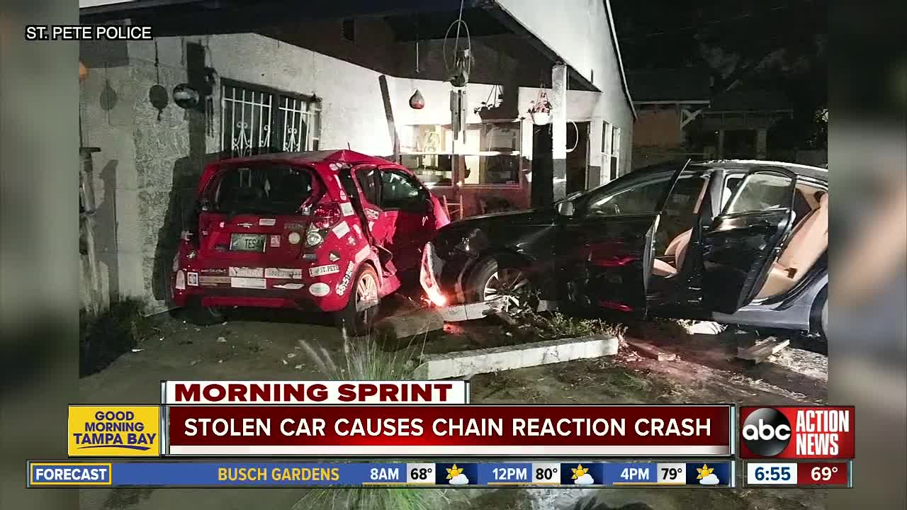 Stolen car crashes into driveway, damaging home