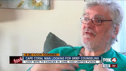 Man with limited means seeks grief counseling