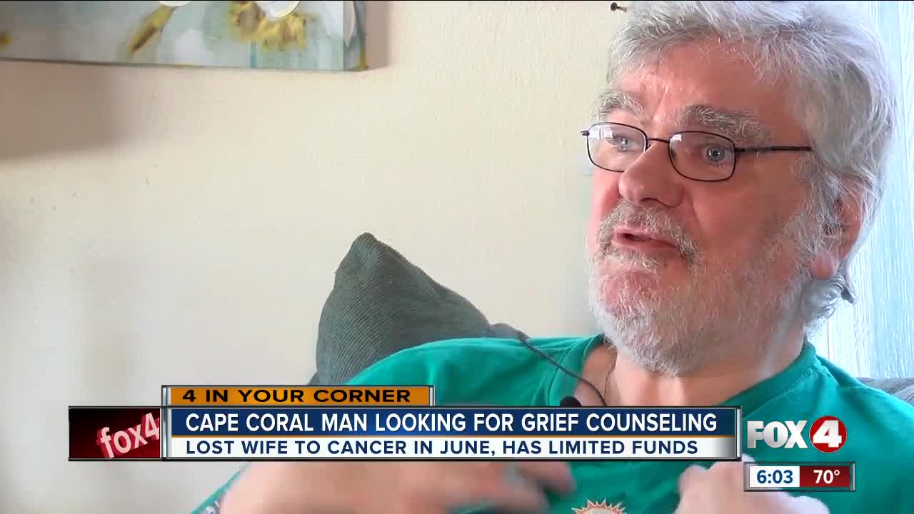 Man with limited means seeks grief counseling